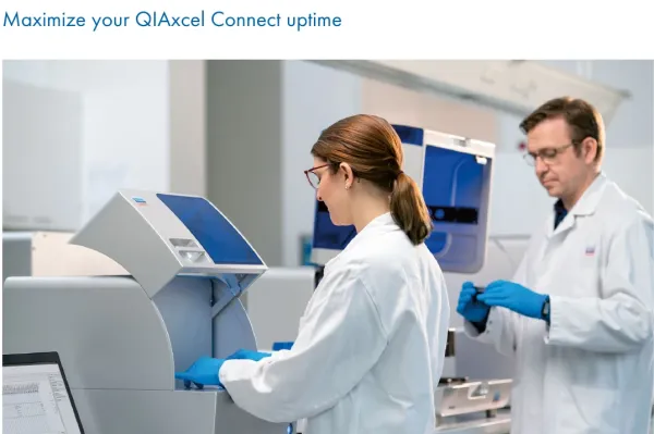 QIAxcel Connect를 점검하고 운영하는 연구실 장면